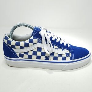 Van Checkard Shoes Mens 8/ Women 9.5 Skateboading Blue White Sneaker